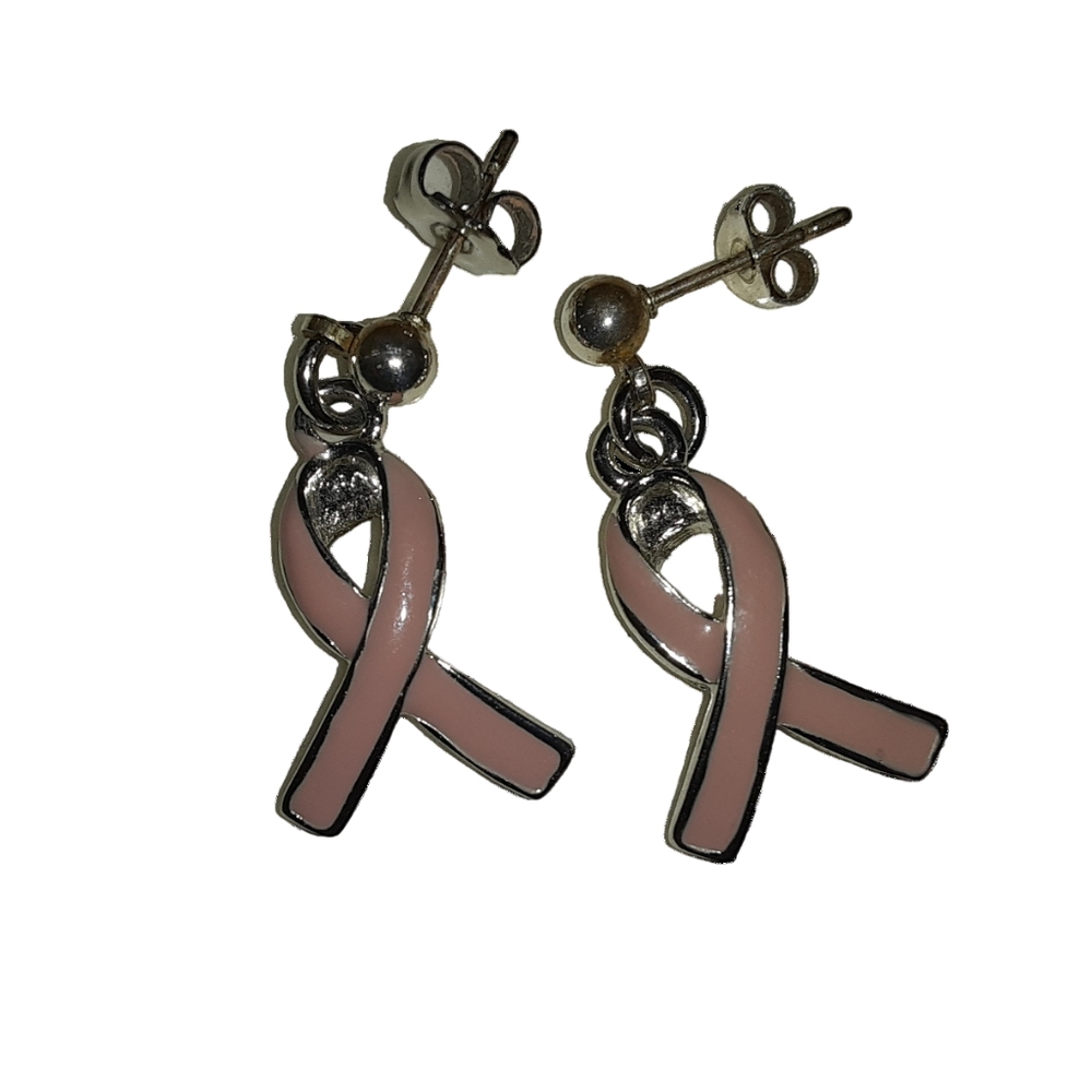 Breast cancer awareness ribbon earrings